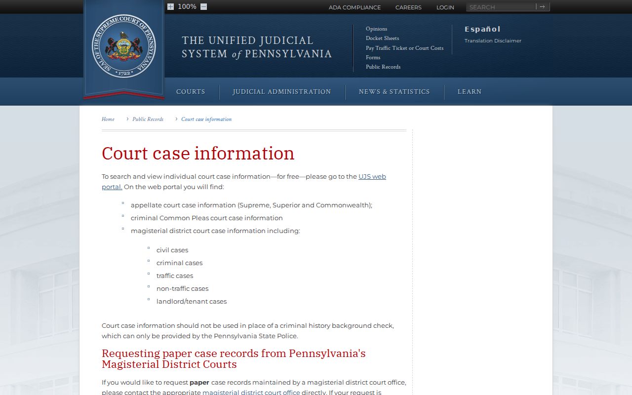 Pennsylvania guide to Blair County online and paper court case records