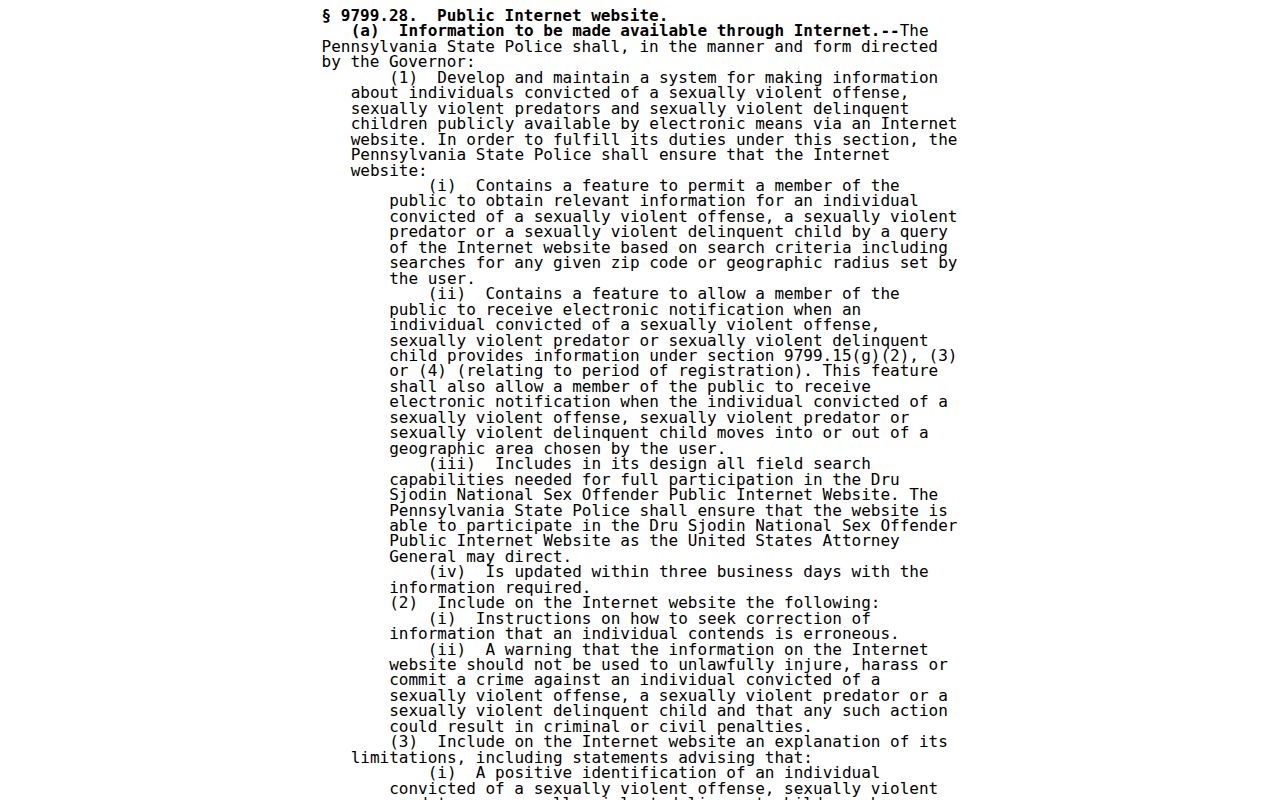 Blair County sex offender registry disclosure law