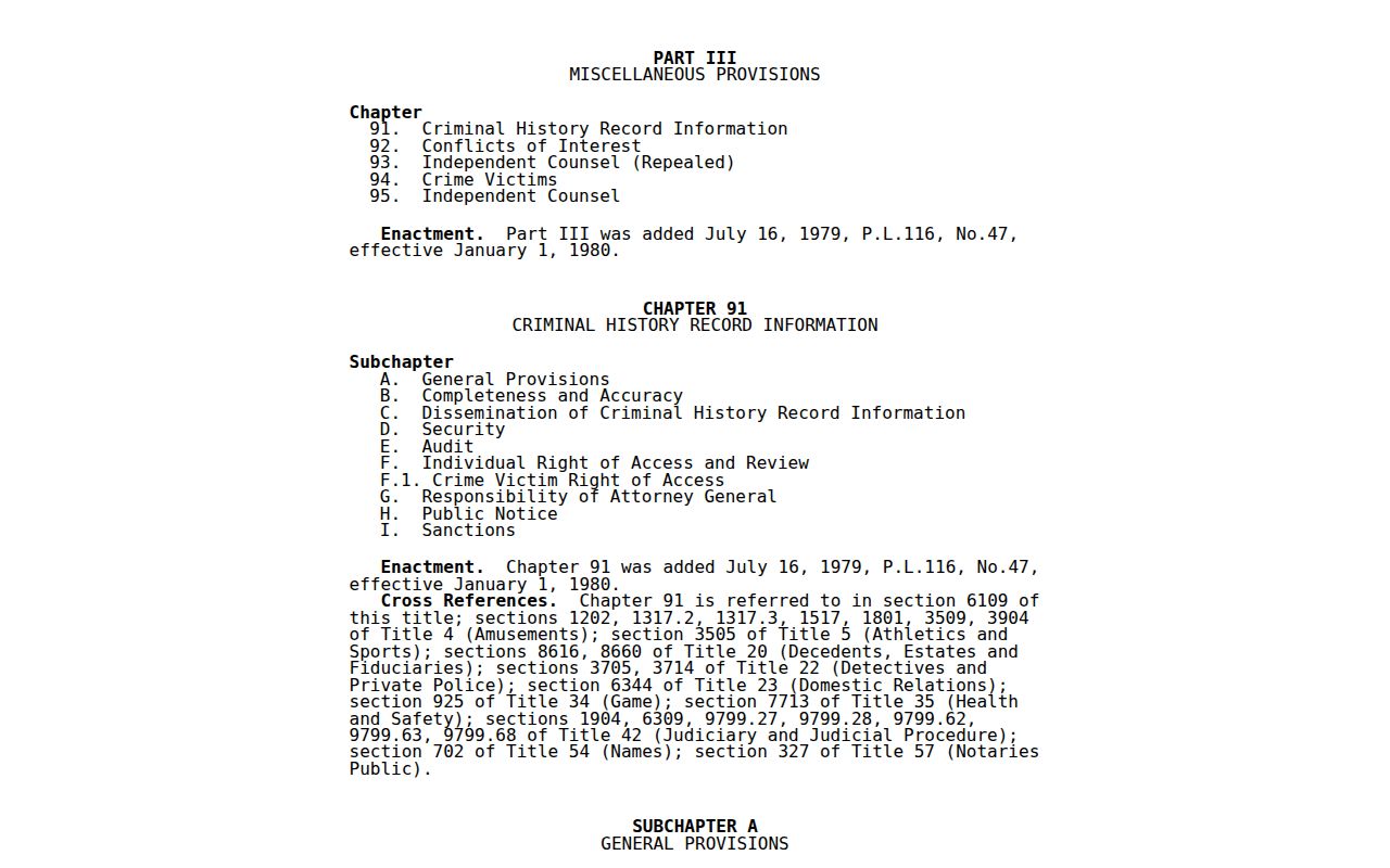 Blair County sex offender records and Pennsylvania criminal-history law